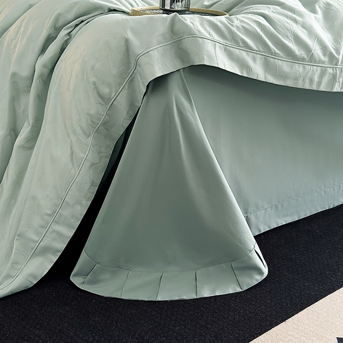 91家纺网 家纺一手货源 找家纺 宏羽纺家纺 2026新款100S长绒棉浮雕提花居家四件套 山间雾-喜绿