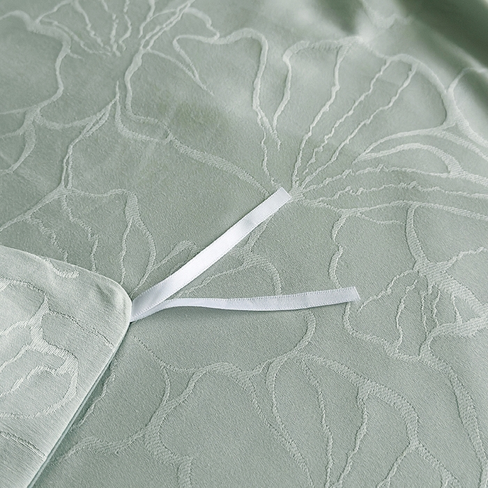 91家纺网 家纺一手货源 找家纺 宏羽纺家纺 2026新款100S长绒棉浮雕提花居家四件套 山间雾-喜绿