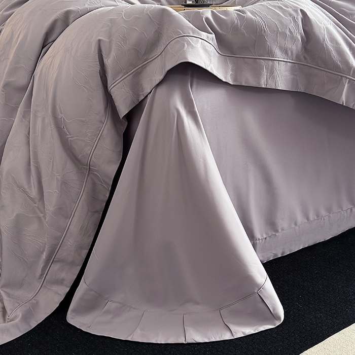 91家纺网 家纺一手货源 找家纺 宏羽纺家纺 2026新款100S长绒棉浮雕提花居家四件套 山间雾-香芋紫