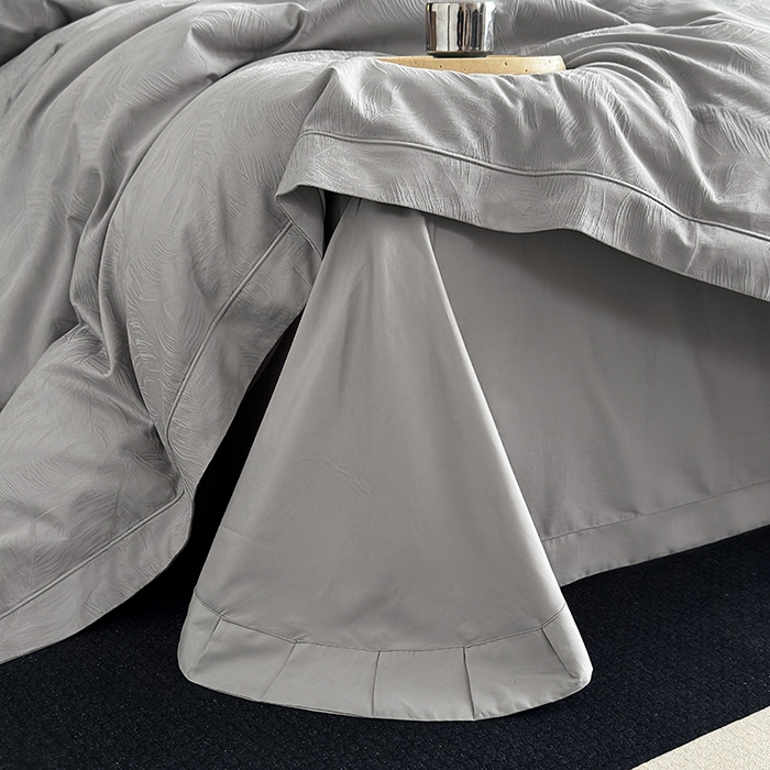 91家纺网 家纺一手货源 找家纺 宏羽纺家纺 2026新款100S长绒棉浮雕提花居家四件套 叶纷-丁香灰