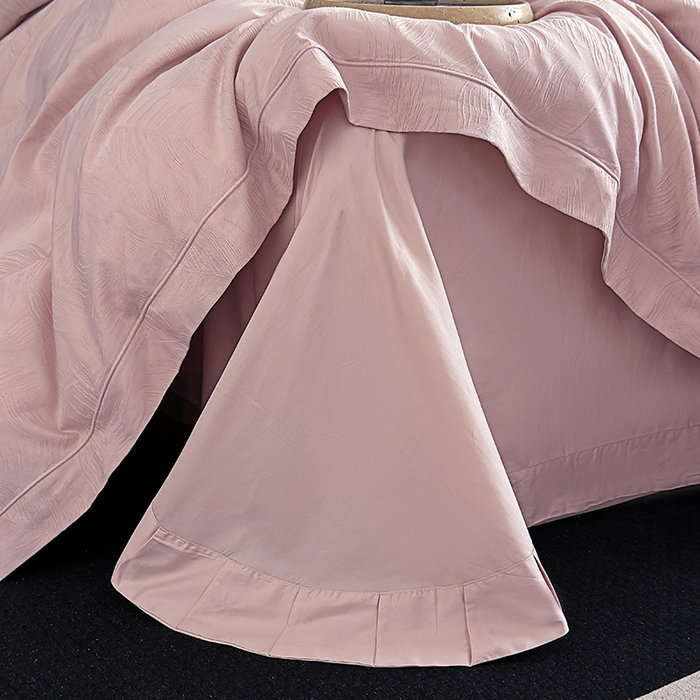 91家纺网 家纺一手货源 找家纺 宏羽纺家纺 2026新款100S长绒棉浮雕提花居家四件套 叶纷-豆沙