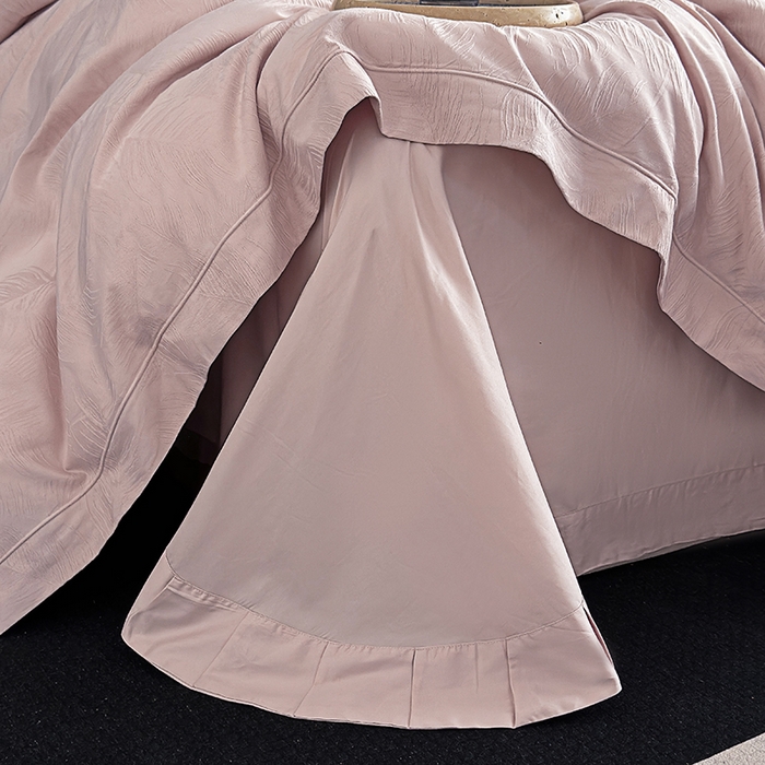 91家纺网 家纺一手货源 找家纺 宏羽纺家纺 2026新款100S长绒棉浮雕提花居家四件套 叶纷-粉金