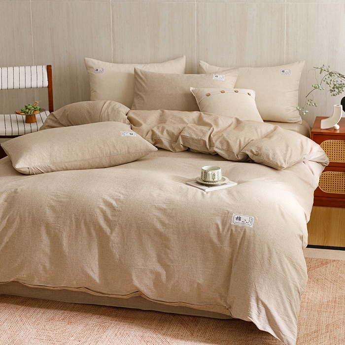 91家纺网 家纺一手货源 找家纺 （总）悦然毛巾被 2026春夏新款A类全棉棉麻纯色四件套-山月素系列