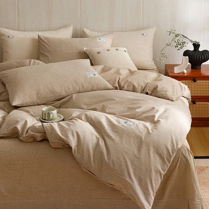 91家纺网 家纺一手货源 找家纺 （总）悦然毛巾被 2026春夏新款A类全棉棉麻纯色四件套-山月素系列