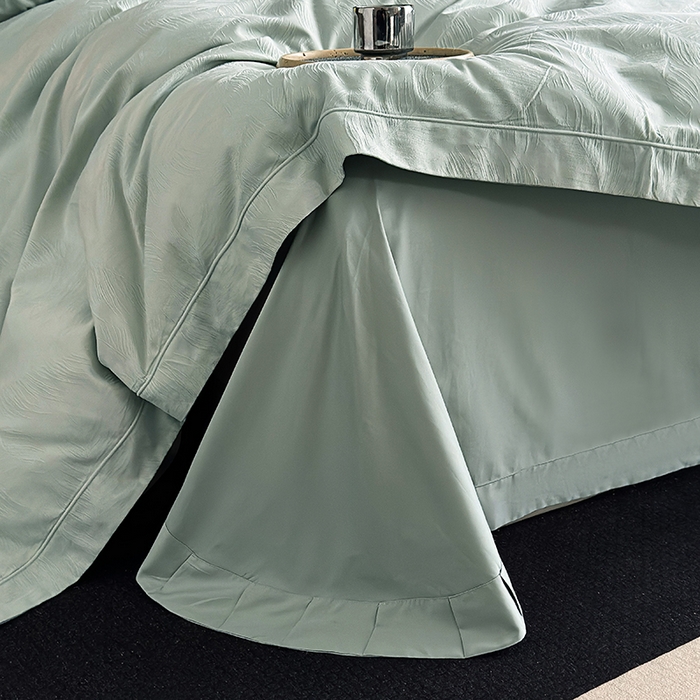 91家纺网 家纺一手货源 找家纺 宏羽纺家纺 2026新款100S长绒棉浮雕提花居家四件套 叶纷-喜绿