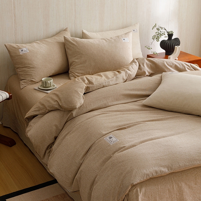 91家纺网 家纺一手货源 找家纺 （总）悦然毛巾被 2026春夏新款A类全棉棉麻纯色四件套-山月素系列