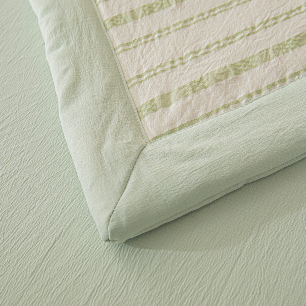 91家纺网 家纺一手货源 找家纺 江暮云家纺 2026新款色织提花新疆棉花夏被空调被 织韵-绿