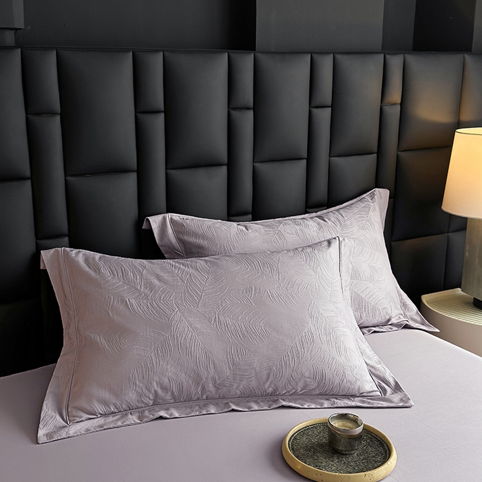 91家纺网 家纺一手货源 找家纺 宏羽纺家纺 2026新款100S长绒棉浮雕提花居家四件套 叶纷-香芋紫