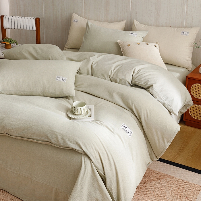 91家纺网 家纺一手货源 找家纺 （总）悦然毛巾被 2026春夏新款A类全棉棉麻纯色四件套-山月素系列