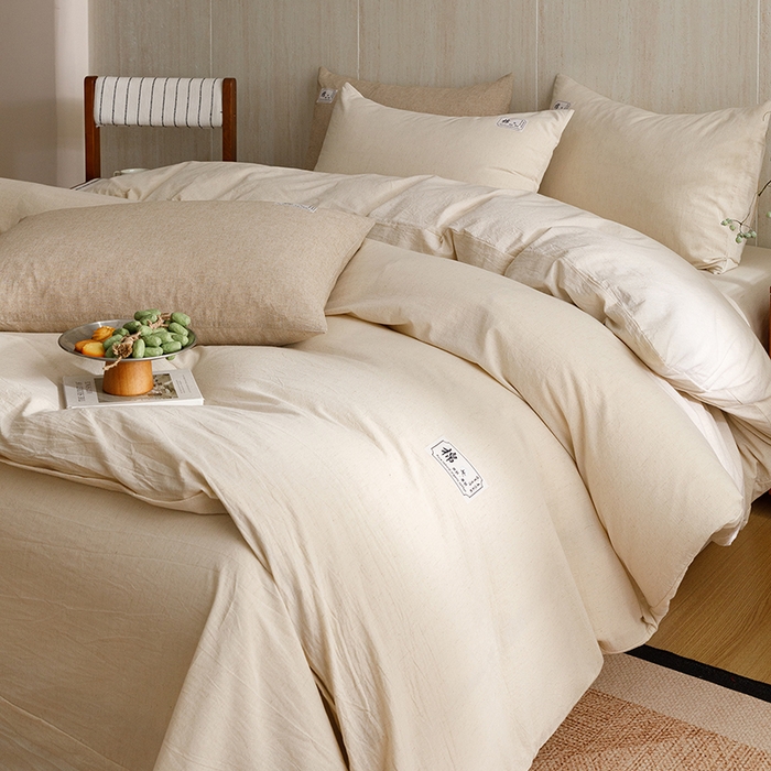 91家纺网 家纺一手货源 找家纺 （总）悦然毛巾被 2026春夏新款A类全棉棉麻纯色四件套-山月素系列