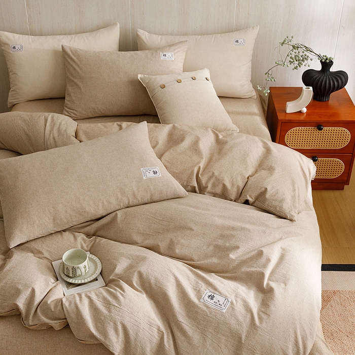 91家纺网 家纺一手货源 找家纺 悦然毛巾被 2026春夏新款A类全棉棉麻纯色四件套-山月素系列 山月素麻