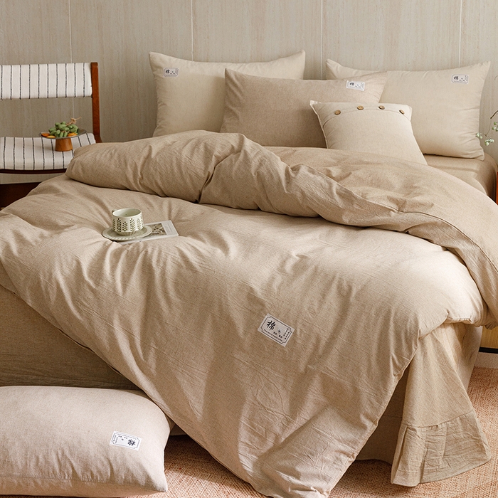 91家纺网 家纺一手货源 找家纺 悦然毛巾被 2026春夏新款A类全棉棉麻纯色四件套-山月素系列 山月素麻