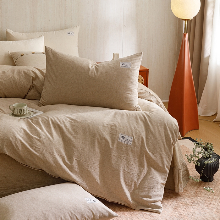 91家纺网 家纺一手货源 找家纺 悦然毛巾被 2026春夏新款A类全棉棉麻纯色四件套-山月素系列 山月素麻