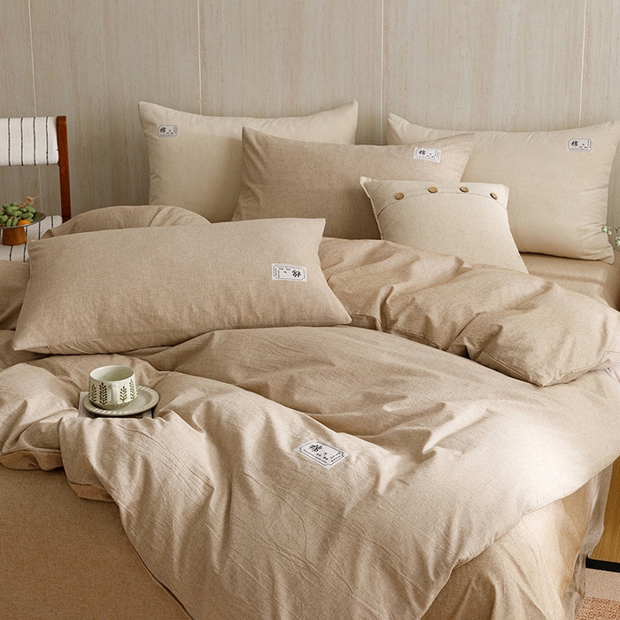 91家纺网 家纺一手货源 找家纺 悦然毛巾被 2026春夏新款A类全棉棉麻纯色四件套-山月素系列 山月素麻