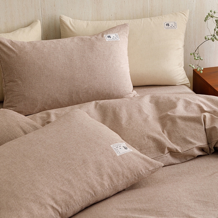 91家纺网 家纺一手货源 找家纺 悦然毛巾被 2026春夏新款A类全棉棉麻纯色四件套-山月素系列 山月素麻咖