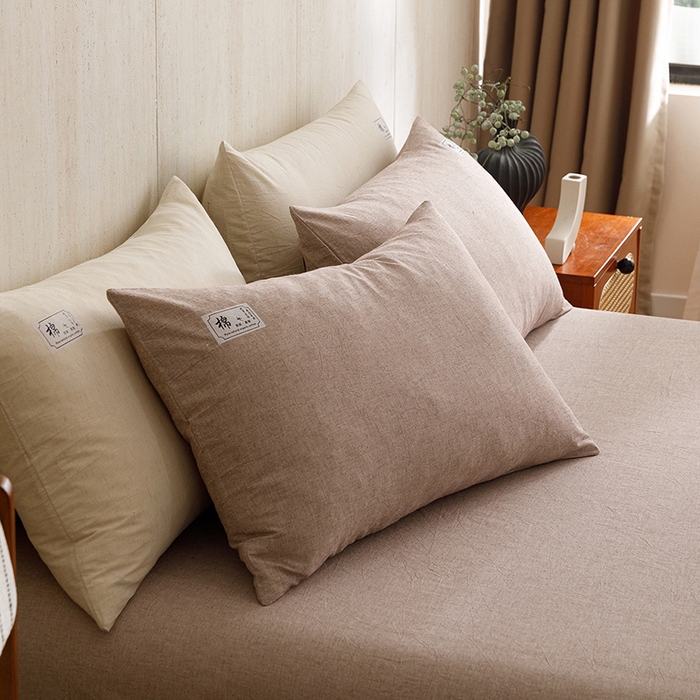 91家纺网 家纺一手货源 找家纺 悦然毛巾被 2026春夏新款A类全棉棉麻纯色四件套-山月素系列 山月素麻咖