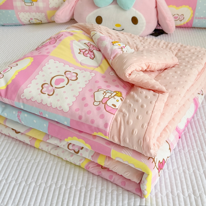 91家纺网 家纺一手货源 找家纺 花满路 2025新款亲肤舒适三丽鸥儿童毯毛毯毯子 粉粉kitty