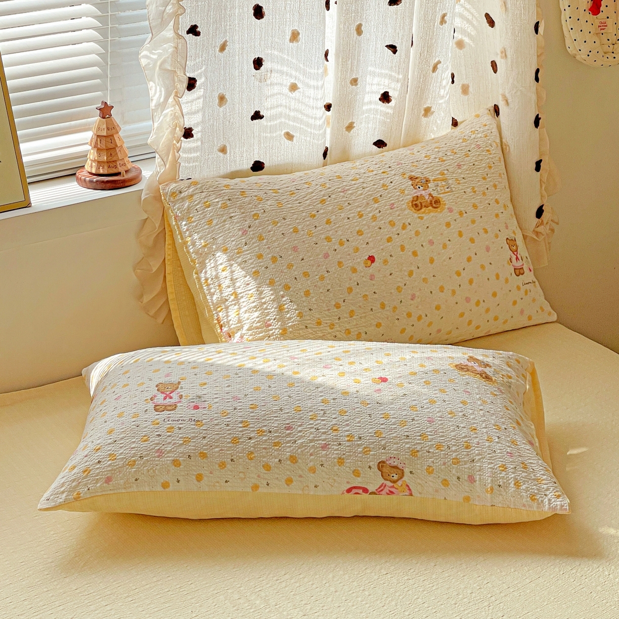 91家纺网 家纺一手货源 找家纺 一比一家纺 2026新款泡芙纱简款夏被四件套 熊博士