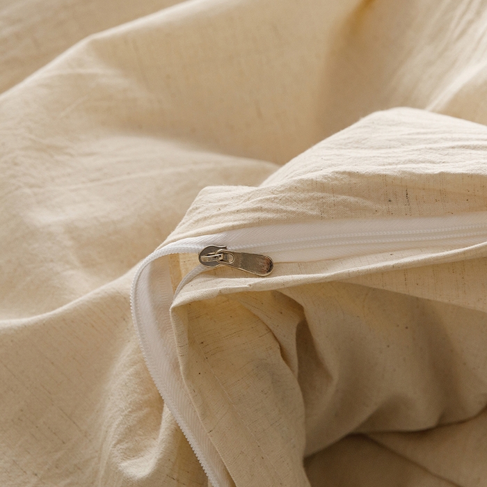 91家纺网 家纺一手货源 找家纺 悦然毛巾被 2026春夏新款A类全棉棉麻纯色四件套-山月素系列 山月素麻杏白