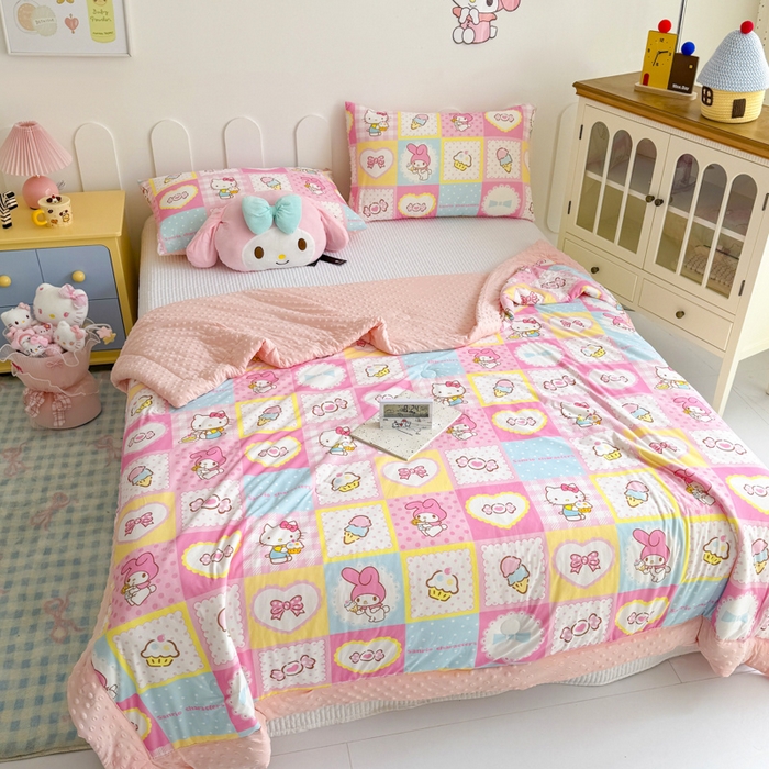 91家纺网 家纺一手货源 找家纺 花满路 2026新款儿童有氨凉感丝夏被夏凉被空调被 kitty伙伴