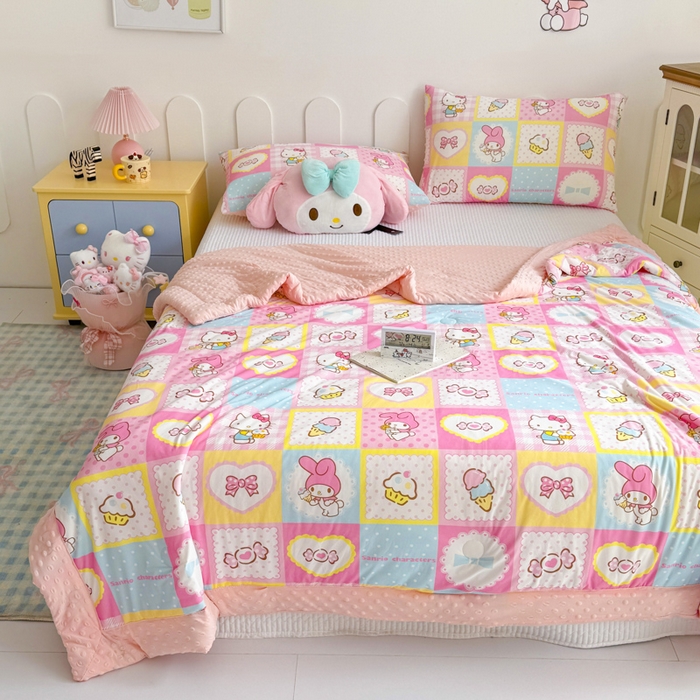 91家纺网 家纺一手货源 找家纺 花满路 2026新款儿童有氨凉感丝夏被夏凉被空调被 kitty伙伴