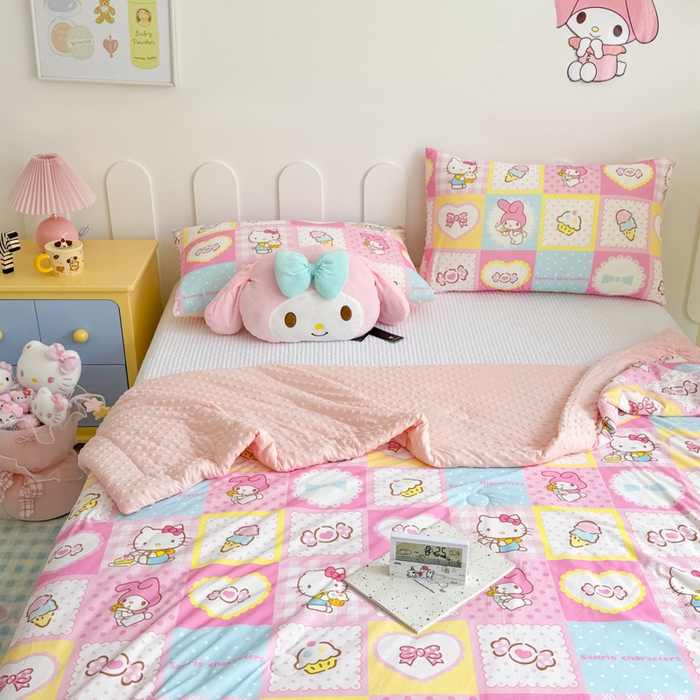 91家纺网 家纺一手货源 找家纺 花满路 2026新款儿童有氨凉感丝夏被夏凉被空调被 kitty伙伴