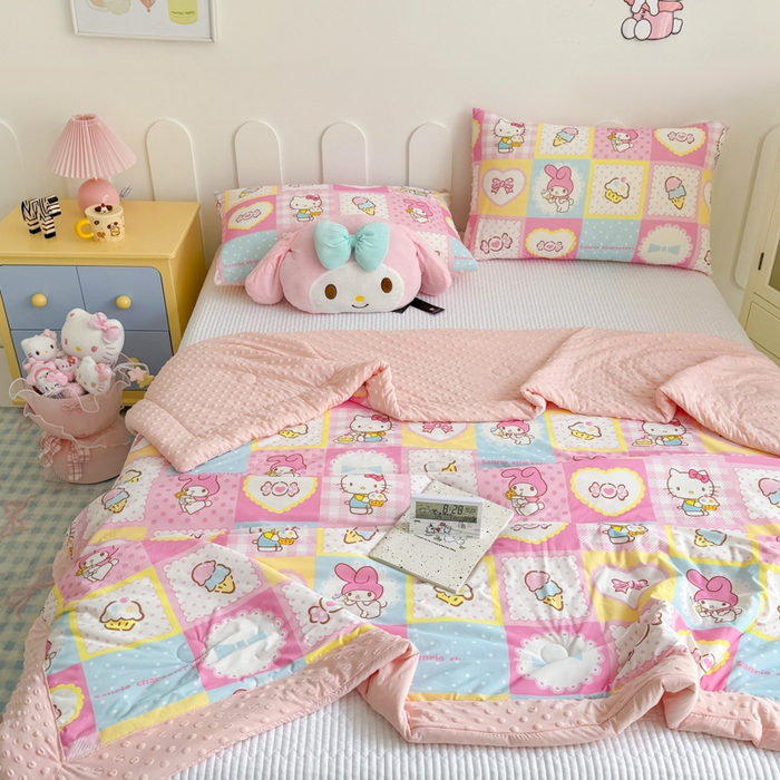 91家纺网 家纺一手货源 找家纺 花满路 2026新款儿童有氨凉感丝夏被夏凉被空调被 kitty伙伴