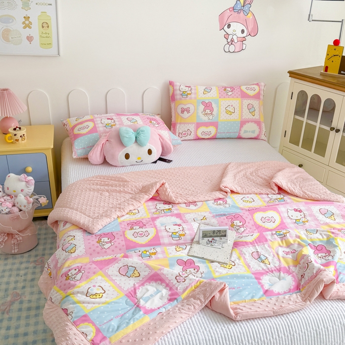 91家纺网 家纺一手货源 找家纺 花满路 2026新款儿童有氨凉感丝夏被夏凉被空调被 kitty伙伴