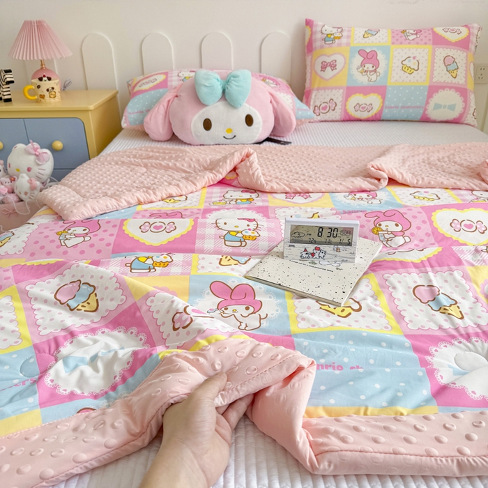 91家纺网 家纺一手货源 找家纺 花满路 2026新款儿童有氨凉感丝夏被夏凉被空调被 kitty伙伴