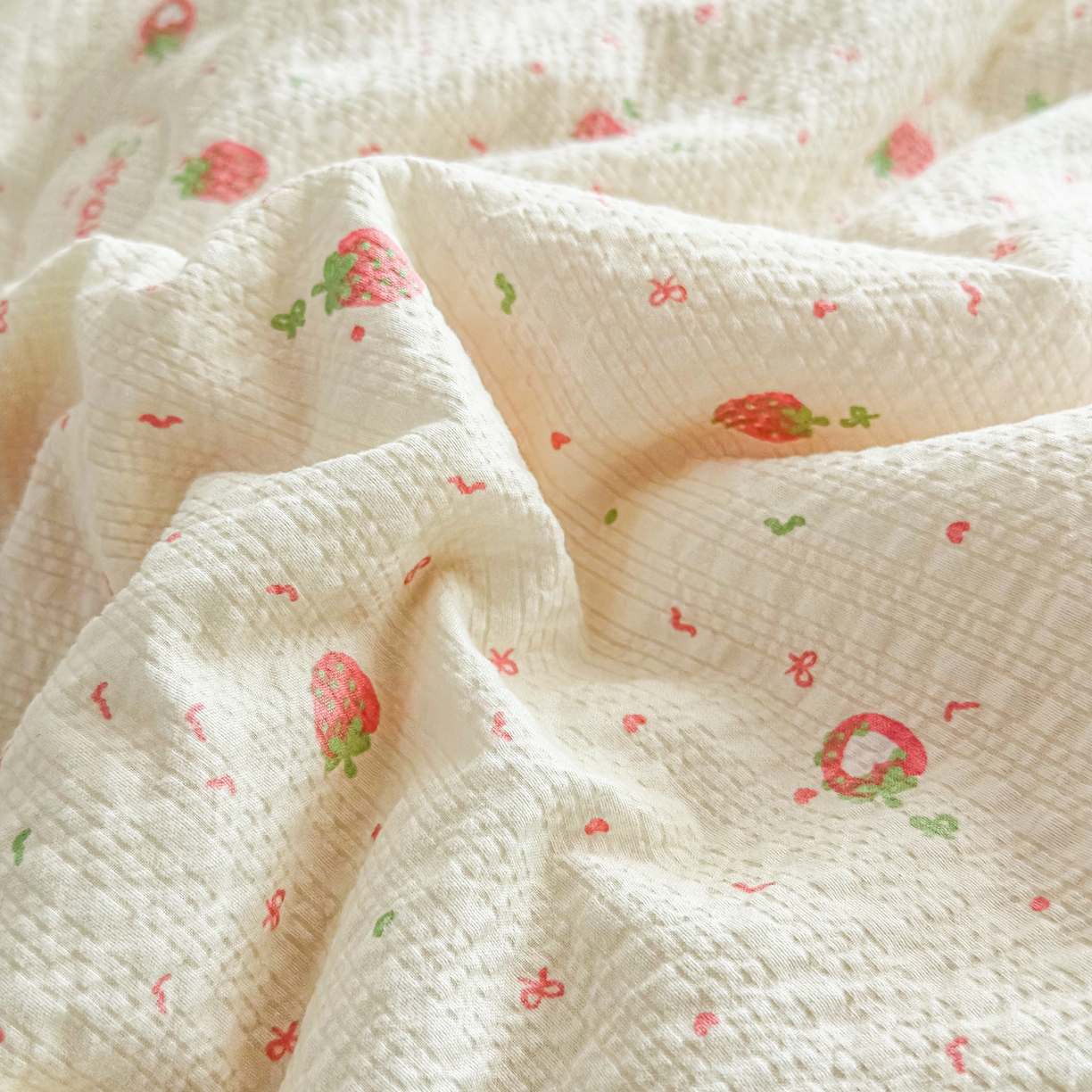 91家纺网 家纺一手货源 找家纺 （总）眠势力 2026新款泡芙纱夏被四件套全棉花边空调被夏凉被薄被子