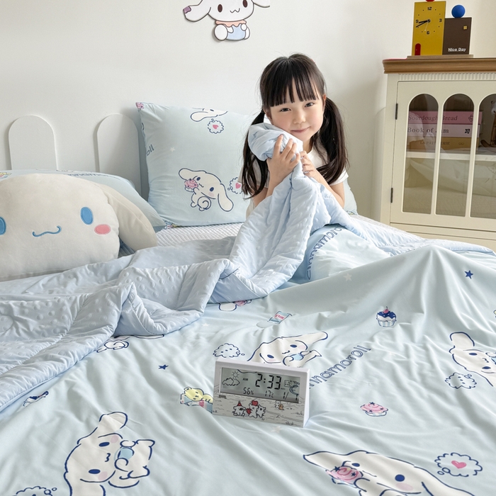 91家纺网 家纺一手货源 找家纺 花满路 2026新款儿童有氨凉感丝夏被夏凉被空调被 纯真玉桂狗