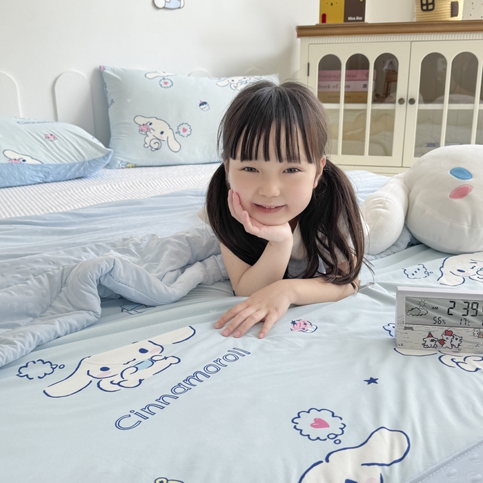 91家纺网 家纺一手货源 找家纺 花满路 2026新款儿童有氨凉感丝夏被夏凉被空调被 纯真玉桂狗