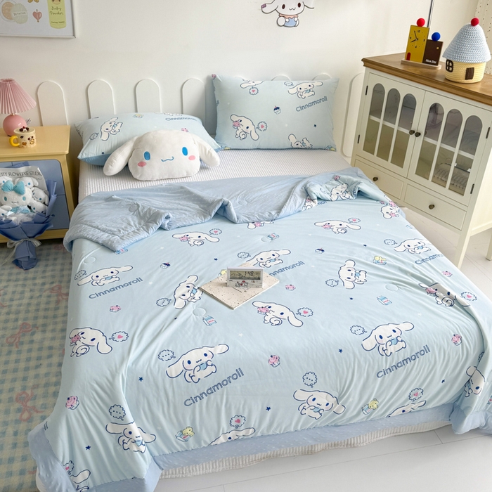 91家纺网 家纺一手货源 找家纺 花满路 2026新款儿童有氨凉感丝夏被夏凉被空调被 纯真玉桂狗