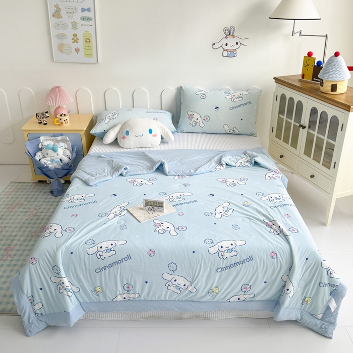 91家纺网 家纺一手货源 找家纺 花满路 2026新款儿童有氨凉感丝夏被夏凉被空调被 纯真玉桂狗