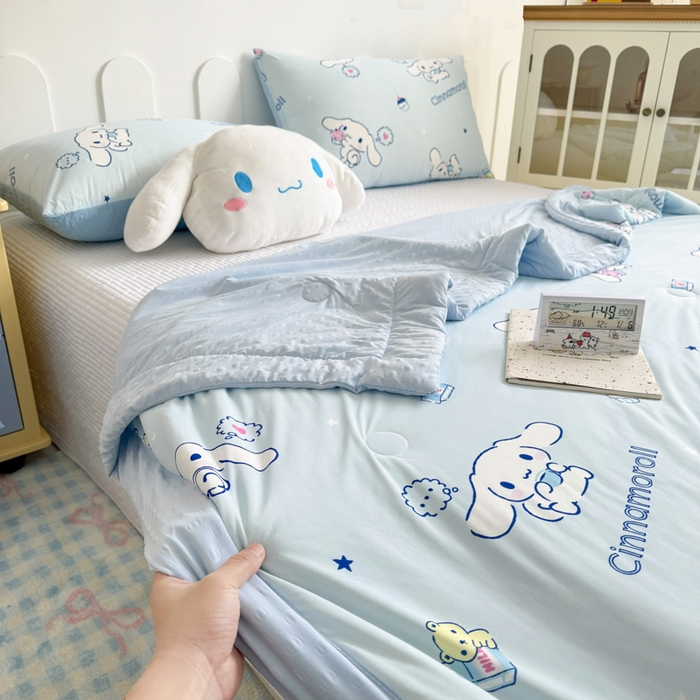 91家纺网 家纺一手货源 找家纺 花满路 2026新款儿童有氨凉感丝夏被夏凉被空调被 纯真玉桂狗