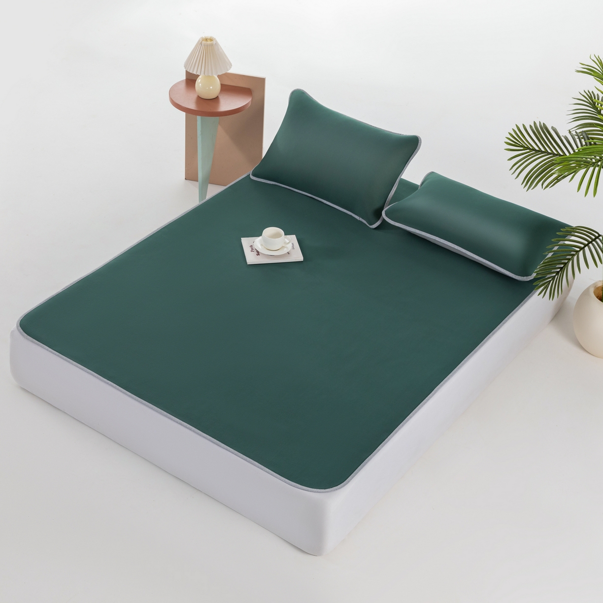 91家纺网 家纺一手货源 找家纺 凌云家纺 2026新款A类100%锦纶凉感凉席平铺款 镜面席平铺-墨绿