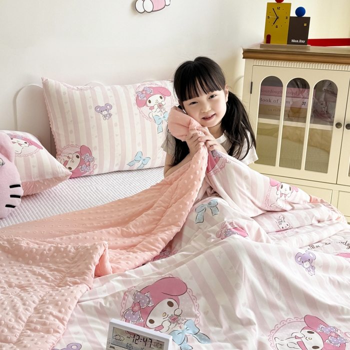 91家纺网 家纺一手货源 找家纺 花满路 2026新款儿童有氨凉感丝夏被夏凉被空调被 乖乖美乐蒂