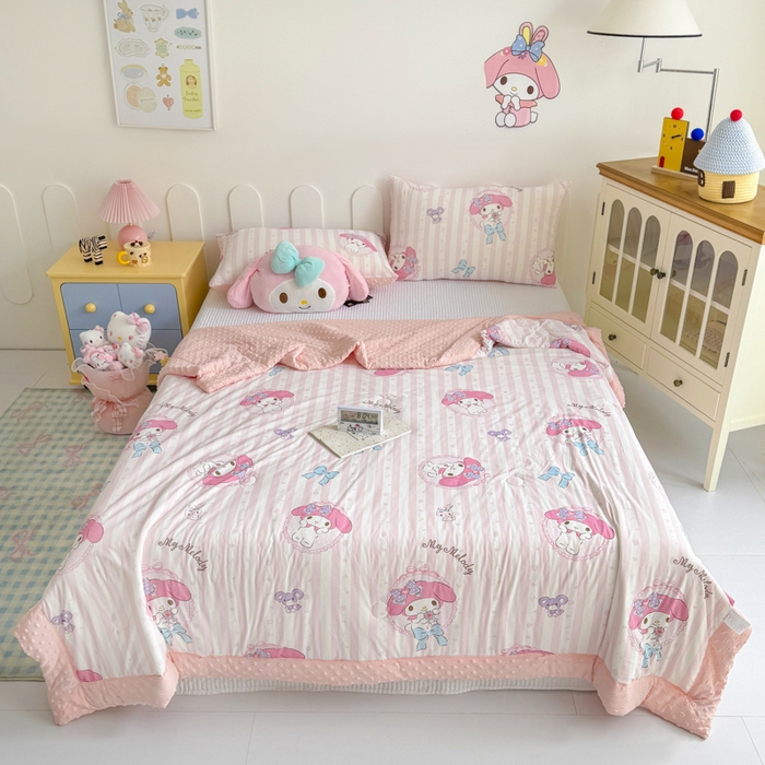 91家纺网 家纺一手货源 找家纺 花满路 2026新款儿童有氨凉感丝夏被夏凉被空调被 乖乖美乐蒂