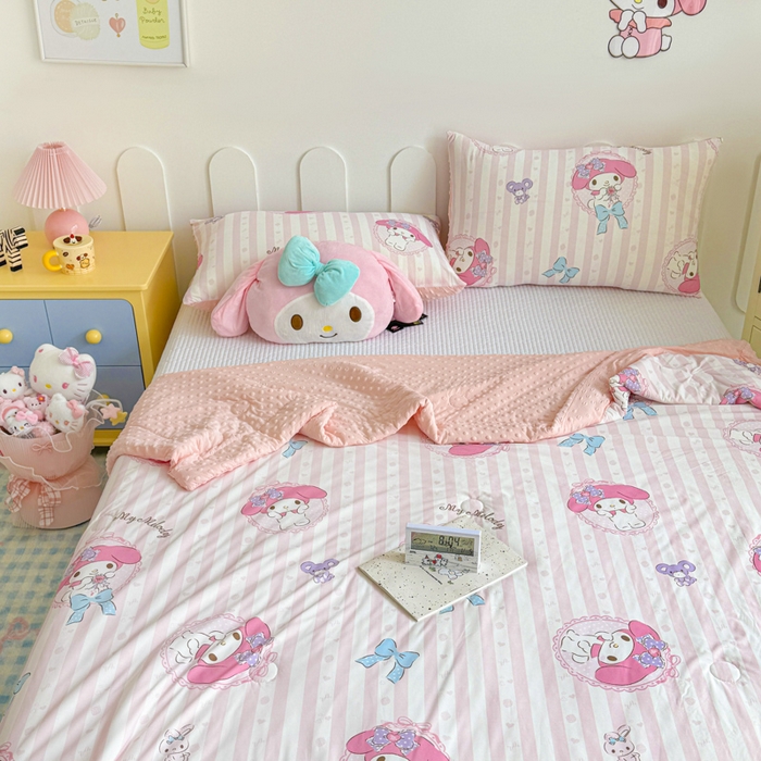 91家纺网 家纺一手货源 找家纺 花满路 2026新款儿童有氨凉感丝夏被夏凉被空调被 乖乖美乐蒂