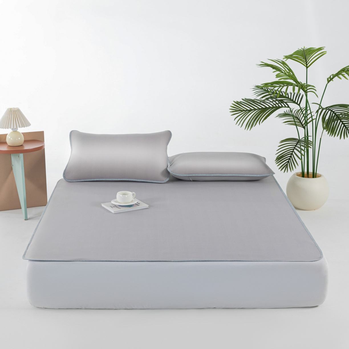 91家纺网 家纺一手货源 找家纺 凌云家纺 2026新款A类100%锦纶凉感凉席平铺款 镜面席平铺-浅灰