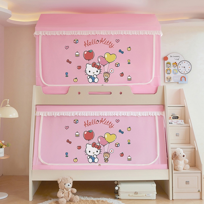 91家纺网 家纺一手货源 找家纺 安金蚊帐 2026新款子母印花房顶蚊帐 铁艺宽高伸缩支架 KT猫