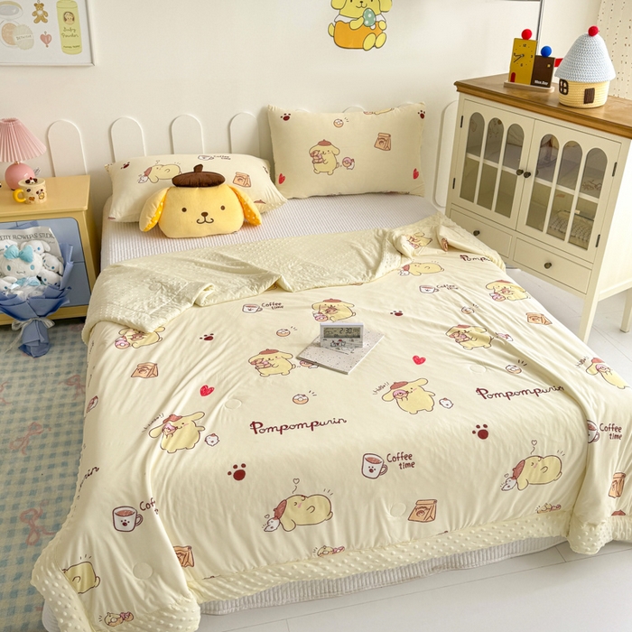 91家纺网 家纺一手货源 找家纺 花满路 2026新款儿童有氨凉感丝夏被夏凉被空调被 奶香布丁狗