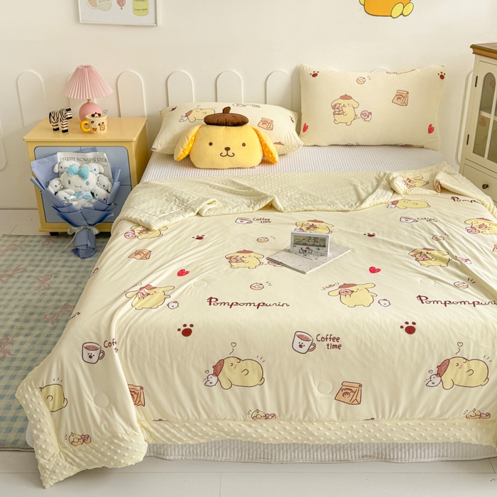 91家纺网 家纺一手货源 找家纺 花满路 2026新款儿童有氨凉感丝夏被夏凉被空调被 奶香布丁狗