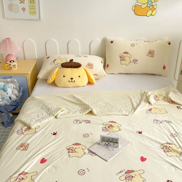 91家纺网 家纺一手货源 找家纺 花满路 2026新款儿童有氨凉感丝夏被夏凉被空调被 奶香布丁狗