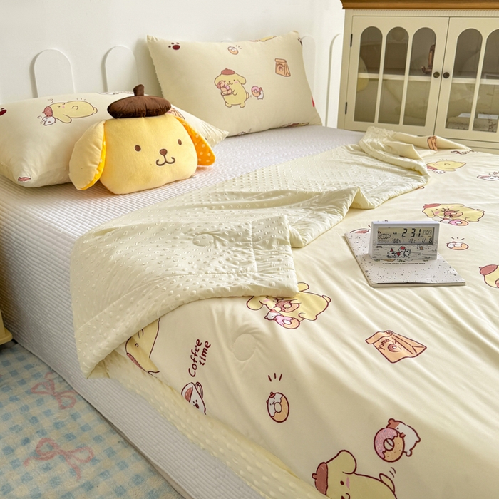 91家纺网 家纺一手货源 找家纺 花满路 2026新款儿童有氨凉感丝夏被夏凉被空调被 奶香布丁狗