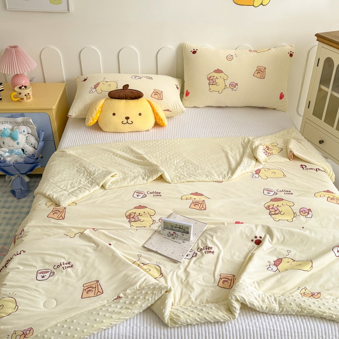 91家纺网 家纺一手货源 找家纺 花满路 2026新款儿童有氨凉感丝夏被夏凉被空调被 奶香布丁狗