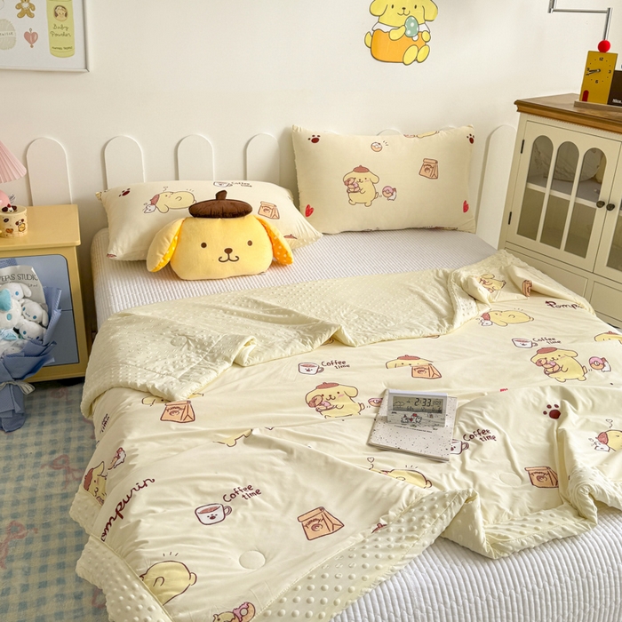 91家纺网 家纺一手货源 找家纺 花满路 2026新款儿童有氨凉感丝夏被夏凉被空调被 奶香布丁狗