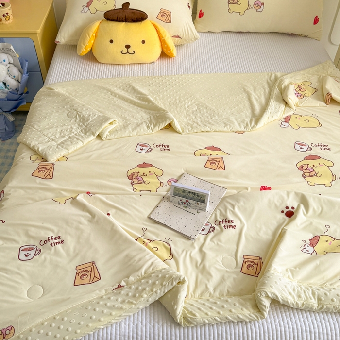 91家纺网 家纺一手货源 找家纺 花满路 2026新款儿童有氨凉感丝夏被夏凉被空调被 奶香布丁狗