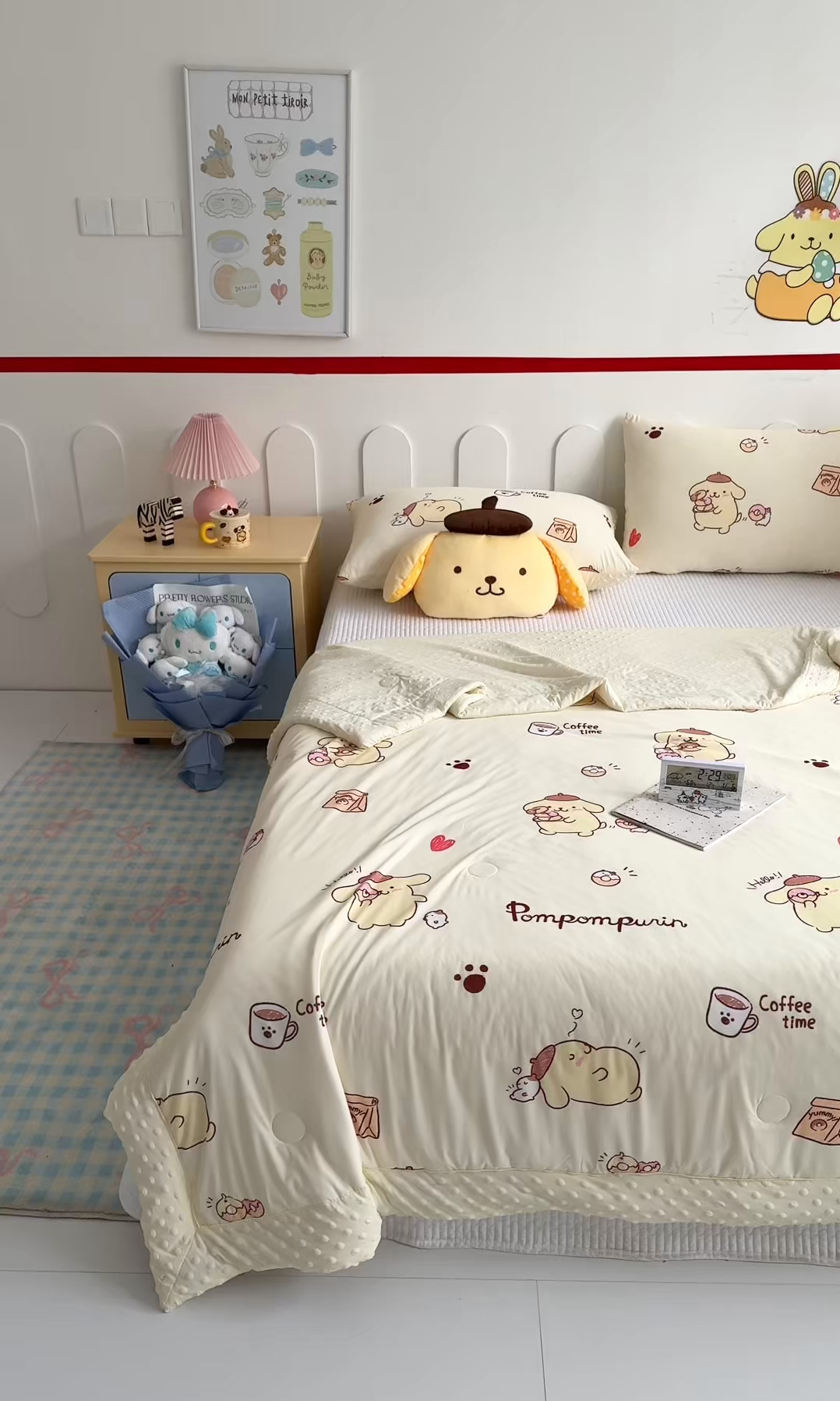 91家纺网 家纺一手货源 找家纺 花满路 2026新款儿童有氨凉感丝夏被夏凉被空调被 奶香布丁狗