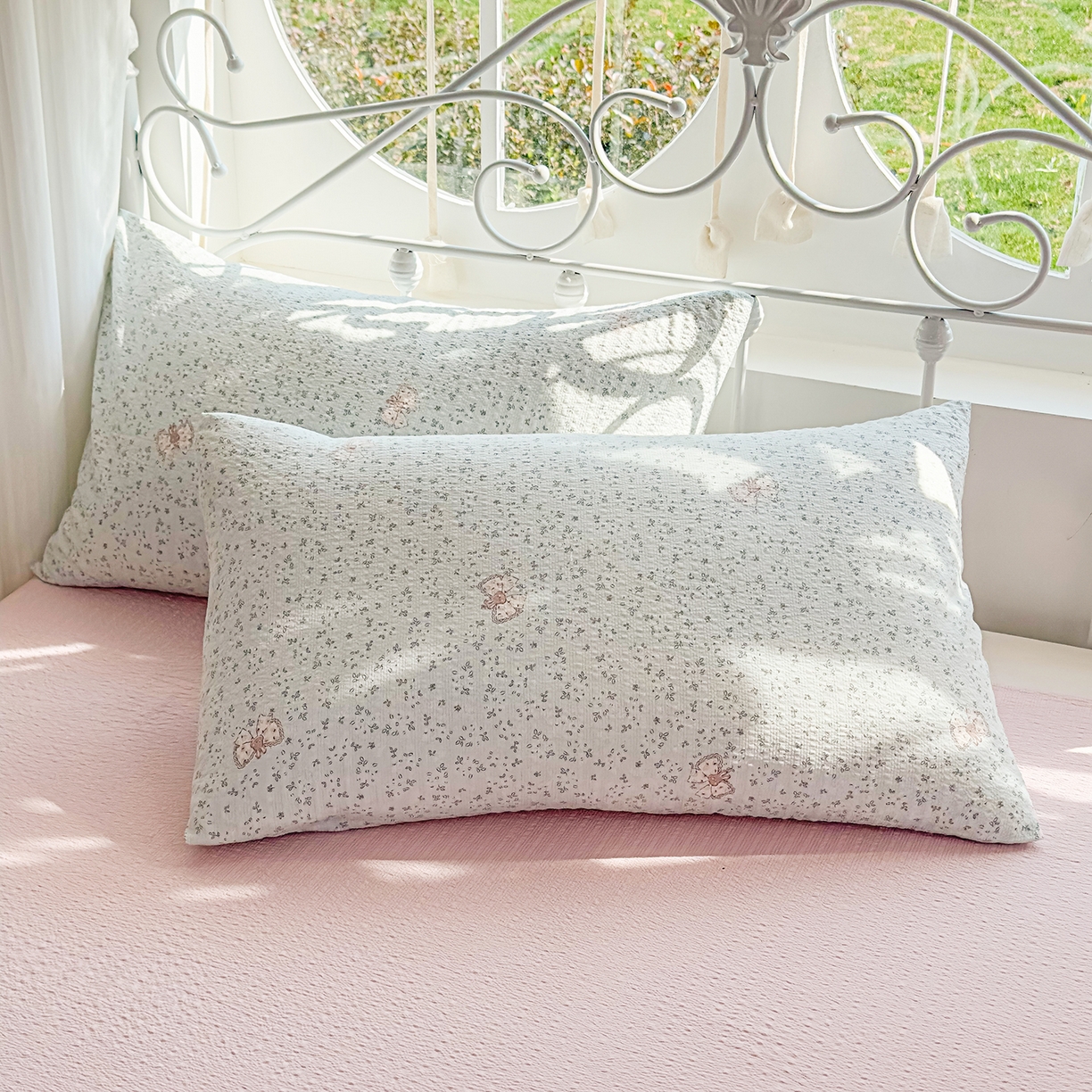 91家纺网 家纺一手货源 找家纺 眠势力 2026新款泡芙纱夏被四件套全棉花边空调被夏凉被薄被子 兔小妹